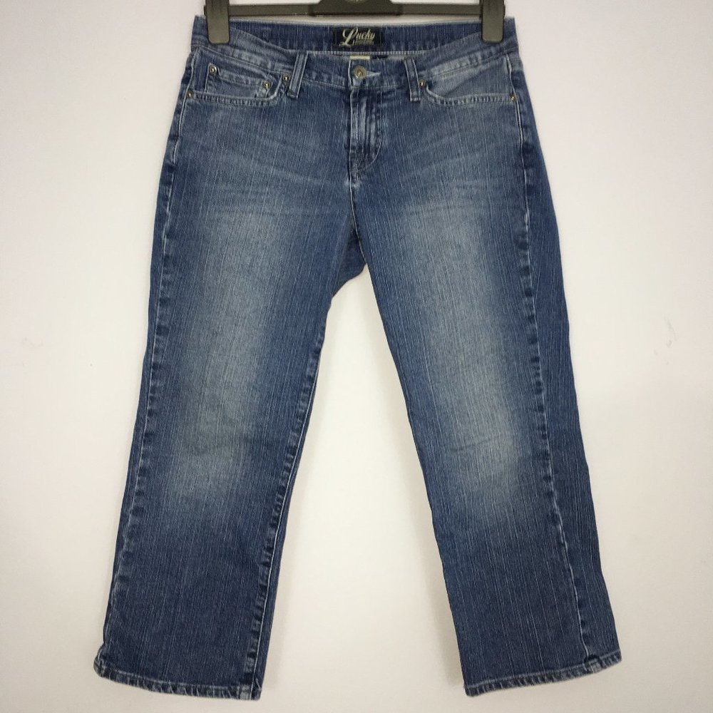 Lucky Brand Womens 8/29 Med Wash Mid Rise Cotton Blend Classic Rider Crop Jeans